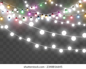 Vector illustration of a light garland on a transparent background.