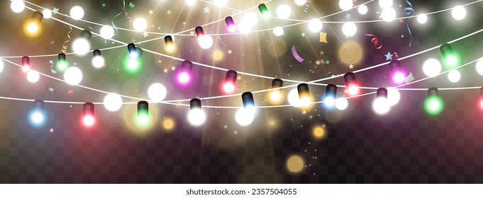 Vector illustration of a light garland on a transparent background.