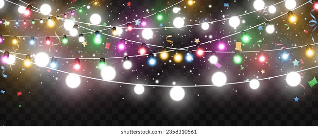 Vector illustration of a light garland on a transparent background.