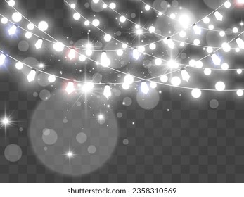 Ilustración vectorial de una guirnalda ligera sobre un fondo transparente.