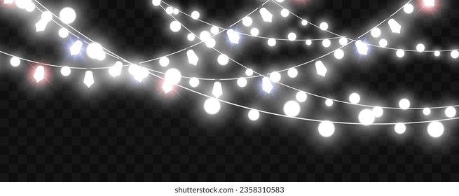 Vector illustration of a light garland on a transparent background.