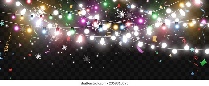 Vector illustration of a light garland on a transparent background.