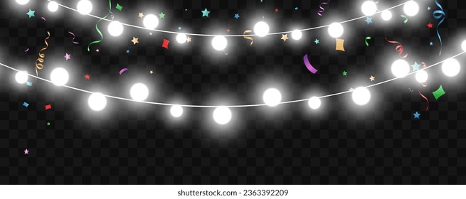 Vector illustration of a light garland on a transparent background.	

