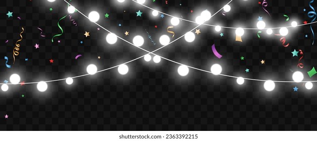 Vector illustration of a light garland on a transparent background.	
