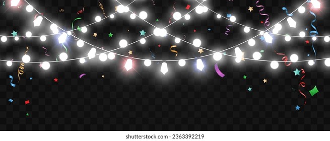 Vector illustration of a light garland on a transparent background.	
