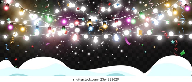 Vector illustration of a light garland on a transparent background.	

