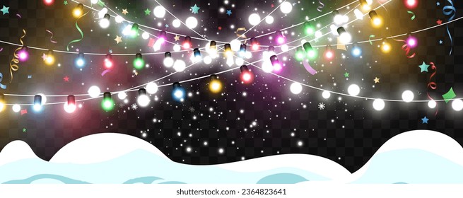 Ilustración vectorial de una guirnalda ligera sobre un fondo transparente.	

