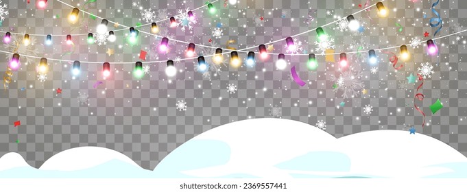 Vector illustration of a light garland on a transparent background.	

