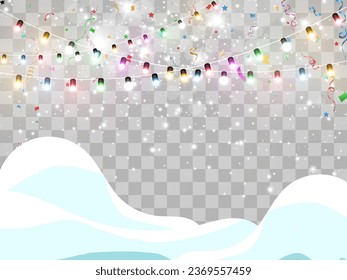 Vector illustration of a light garland on a transparent background.	

