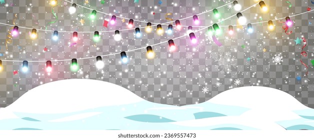 Vector illustration of a light garland on a transparent background.	

