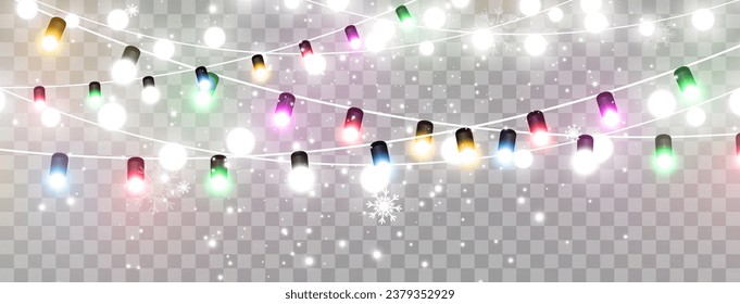 Vector illustration of a light garland on a transparent background.	
