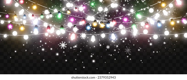 Vector illustration of a light garland on a transparent background.	
