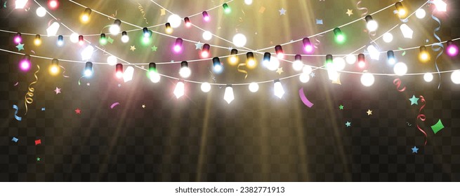 Vector illustration of a light garland on  background.