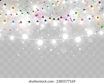Vector illustration of a light garland on background.	
