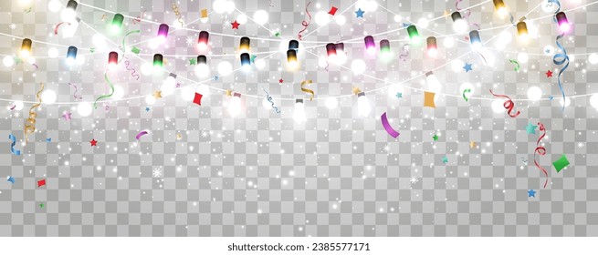 Vector illustration of a light garland on background.	
