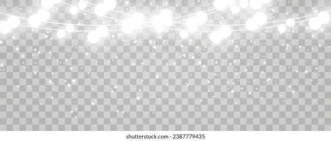 Ilustración vectorial de una guirnalda ligera sobre un fondo transparente.	

