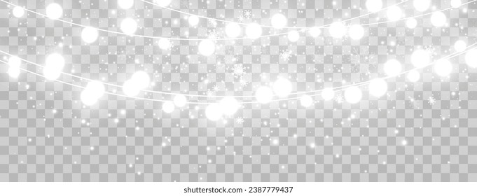 Ilustración vectorial de una guirnalda ligera sobre un fondo transparente.	
