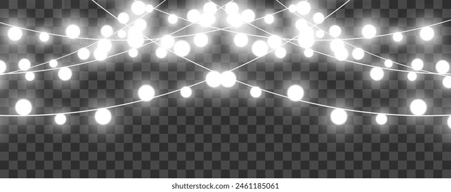 Vector illustration of a light garland on a transparent background.	
