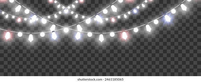 Vector illustration of a light garland on a transparent background.	
