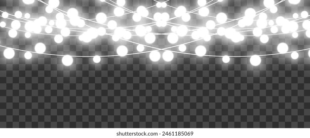 Vector illustration of a light garland on a transparent background.	
