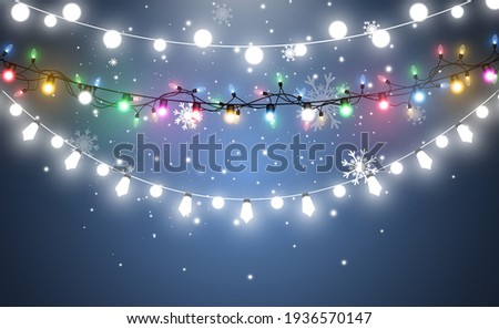 Vector illustration of a light garland on a transparent background.