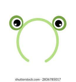 Vector illustration of a light green cartoon frog eye headband. 
