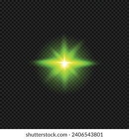 Vector illustration of light green flash on transparent background.