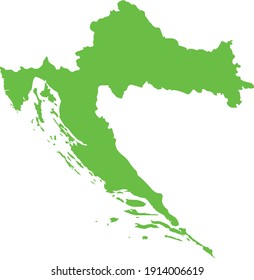 vector illustration of Light green map of Croatia