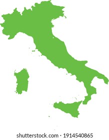 vector illustration of Light green map of Italy
