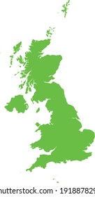 vector illustration of Light green map of United Kingdom