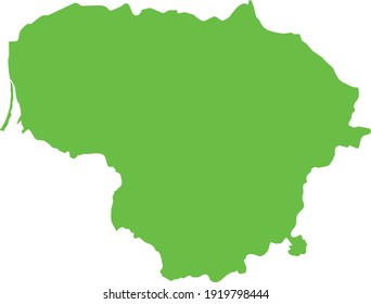 ilustración vectorial del mapa verde claro de Lituania