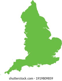vector illustration of Light green map of England