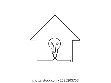 Vector illustration of light inside home continuous one line drawing 