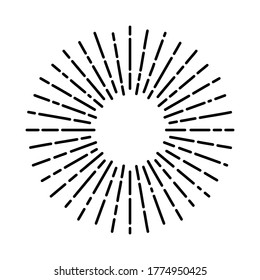 Vector illustration of light rays, sunburst. Vintage style element, round frame.