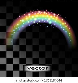 Vector illustration light with stars rainbow shines magic and magic bright lights glow fairy tale story