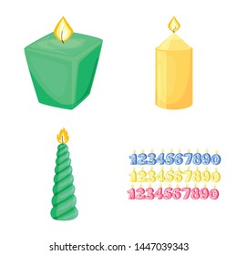 Vector illustration of light and wax logo. Collection of light and ceremony stock symbol for web.