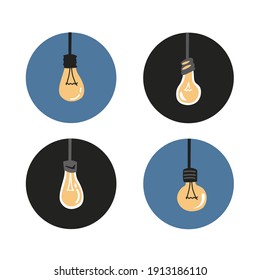 Bombilla luminosa de ilustración de vector. Luz brillante. Lámpara.