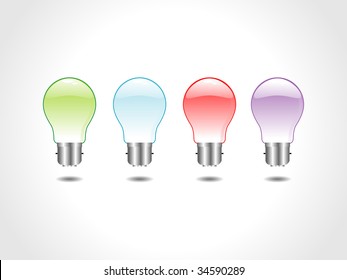 vector illustration of a lightbulb in different color-versions