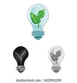 Vector illustration of lightbulb  and eco logo. Collection of lightbulb  and bulb vector icon for stock.