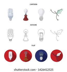 Vector illustration of lightbulb and ecolam icon. Collection of lightbulb and modern stock vector illustration.