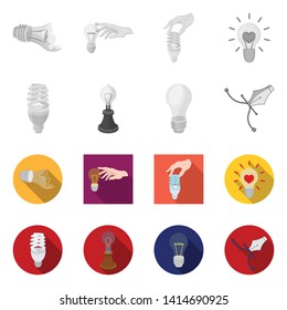 Vector illustration of lightbulb and ecolam logo. Set of lightbulb and modern vector icon for stock.
