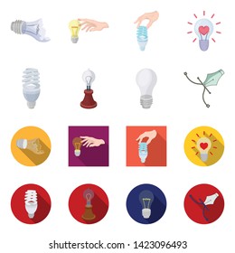 Vector illustration of lightbulb and ecolam logo. Collection of lightbulb and modern stock symbol for web.