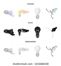 Vector illustration of lightbulb and ecolam sign. Set of lightbulb and modern vector icon for stock.