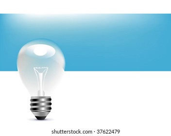 Vector illustration of lightbulb on blue.