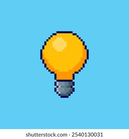 Vector Illustration of Lightbulb with Pixel Art Design, perfect for game assets themed designs