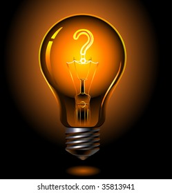 vector illustration of lightbulb , question concept