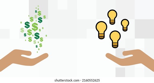 vector illustration of lightbulbs and finances for ideas selling and creative solutions for business