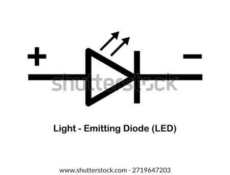 Vector illustration of a light-emitting diode symbol on a white background.