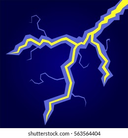Vector illustration of lightening strike in the night