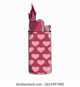 Vector illustration of a lighter with hearts